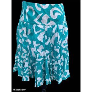 🍒 2/$20 🍒 INC Turquoise and White Pattern Pleated Double Layer Skirt sz 6
